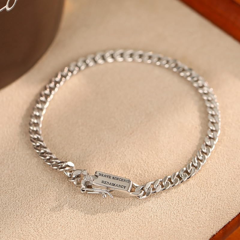 Genérico Pulsera De Plata，Pulsera Con Hebilla Cuadrada De Plata De Ley 925 Versátil Y Con Personalidad De Moda, Joyería Energética Para Mujeres Y Hombres De 18 Cm.