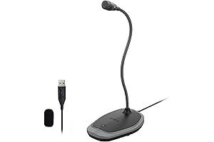 PC Microphone: USB Plug & Play, Omnidirectional Condenser Microphone for PC, Desktop, Laptop