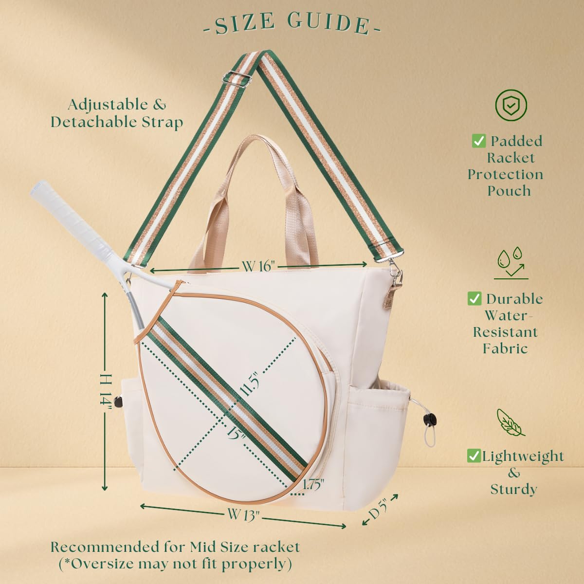 Borsa da tennis da donna, zaino elegante, unisex, borsa sportiva da pickleball, borsa convertibile, tracolla grande scomparto