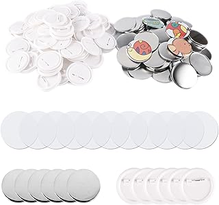 200 Sets Button Maker Supplies - 58mm/2.25 inch Pin Back Button Parts for Button Maker Machine, Badge Making Supplies Buttons Components with Metal Cover, Clear Film, Plastic Back Cover, Blank Paper