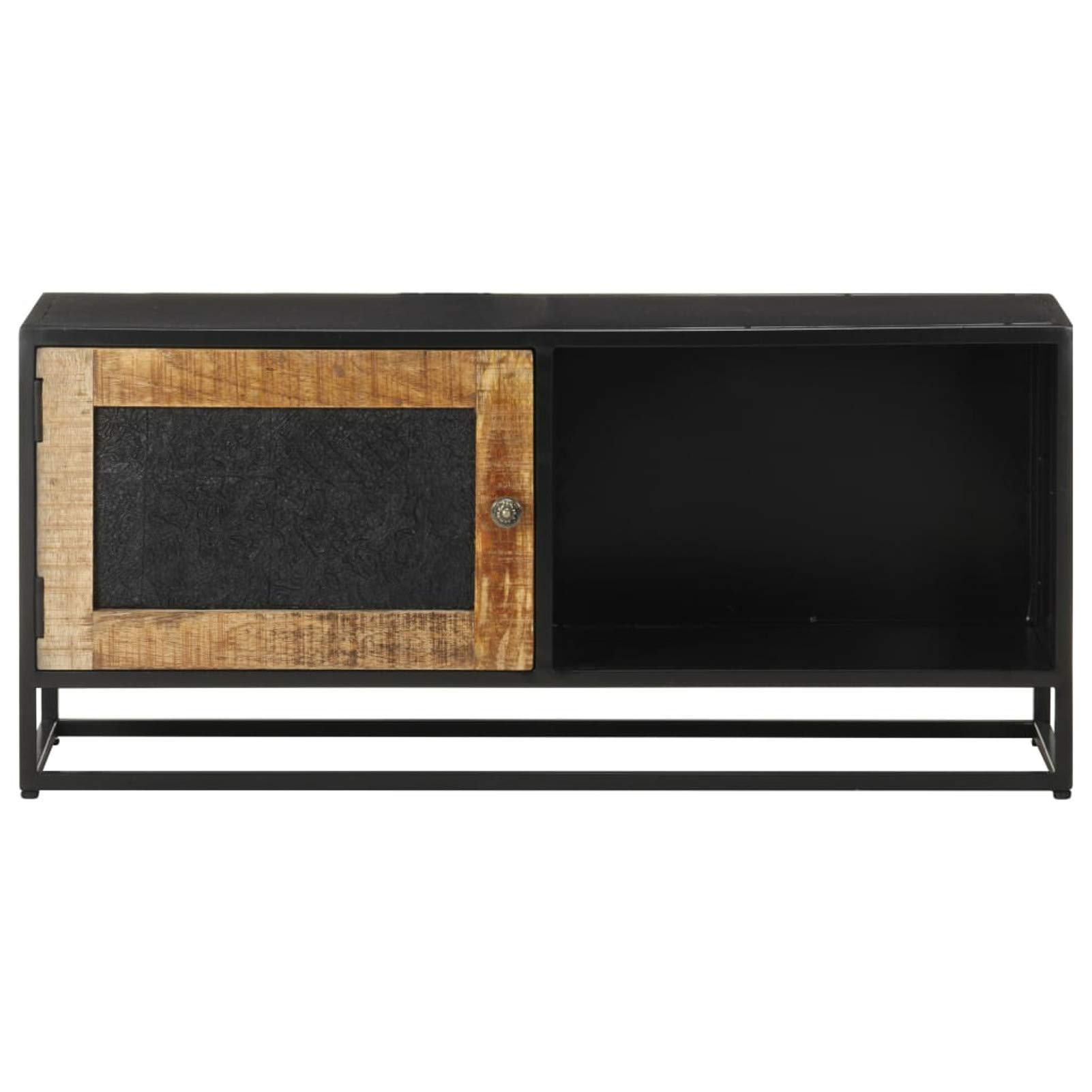 Mesa de Televisión de Madera Industrial con Estantes para Decoración y Almacenamiento - 90x30x40 cm