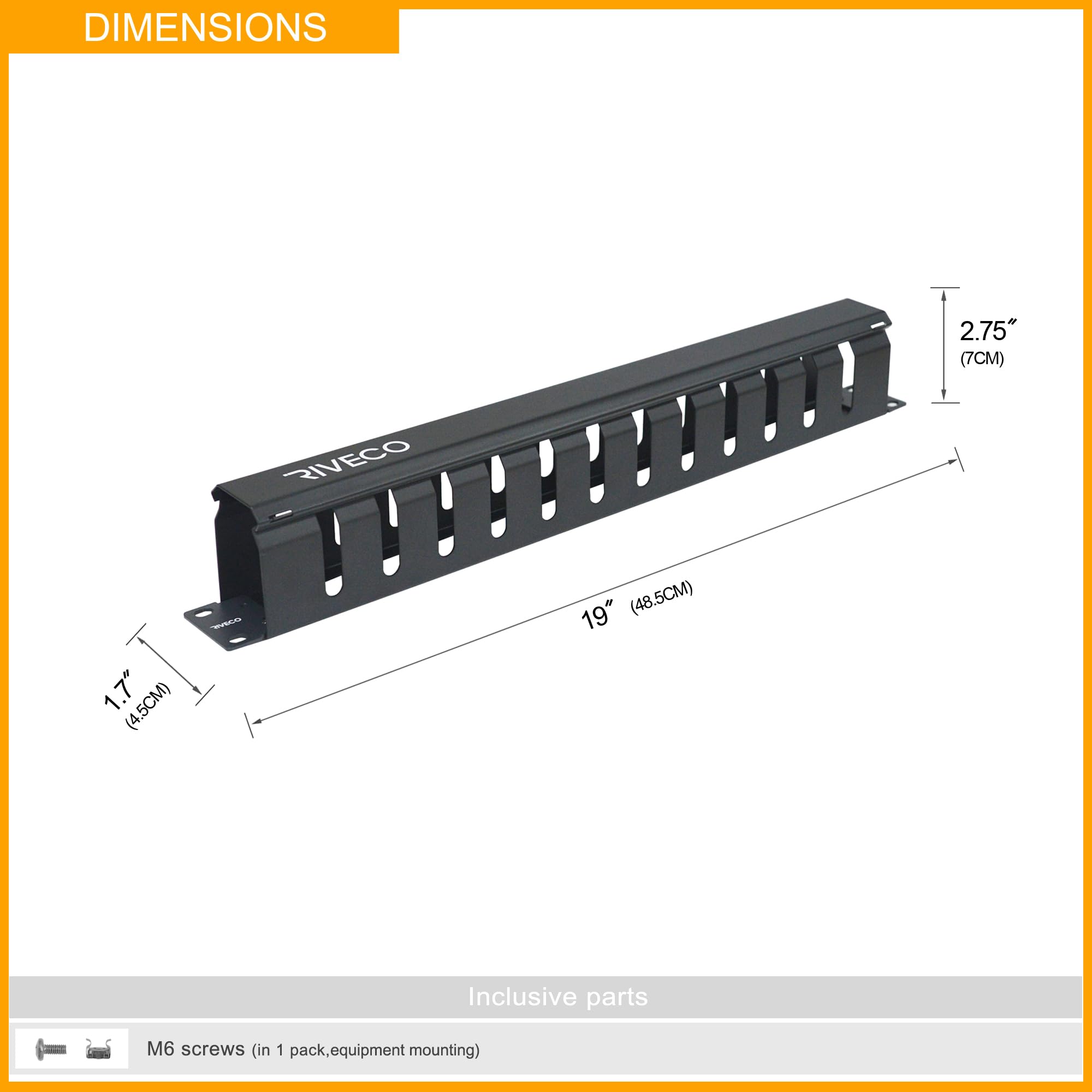 Server Rack Cable Management RIVECO 1U Rack Cable Manager With 5 D ...