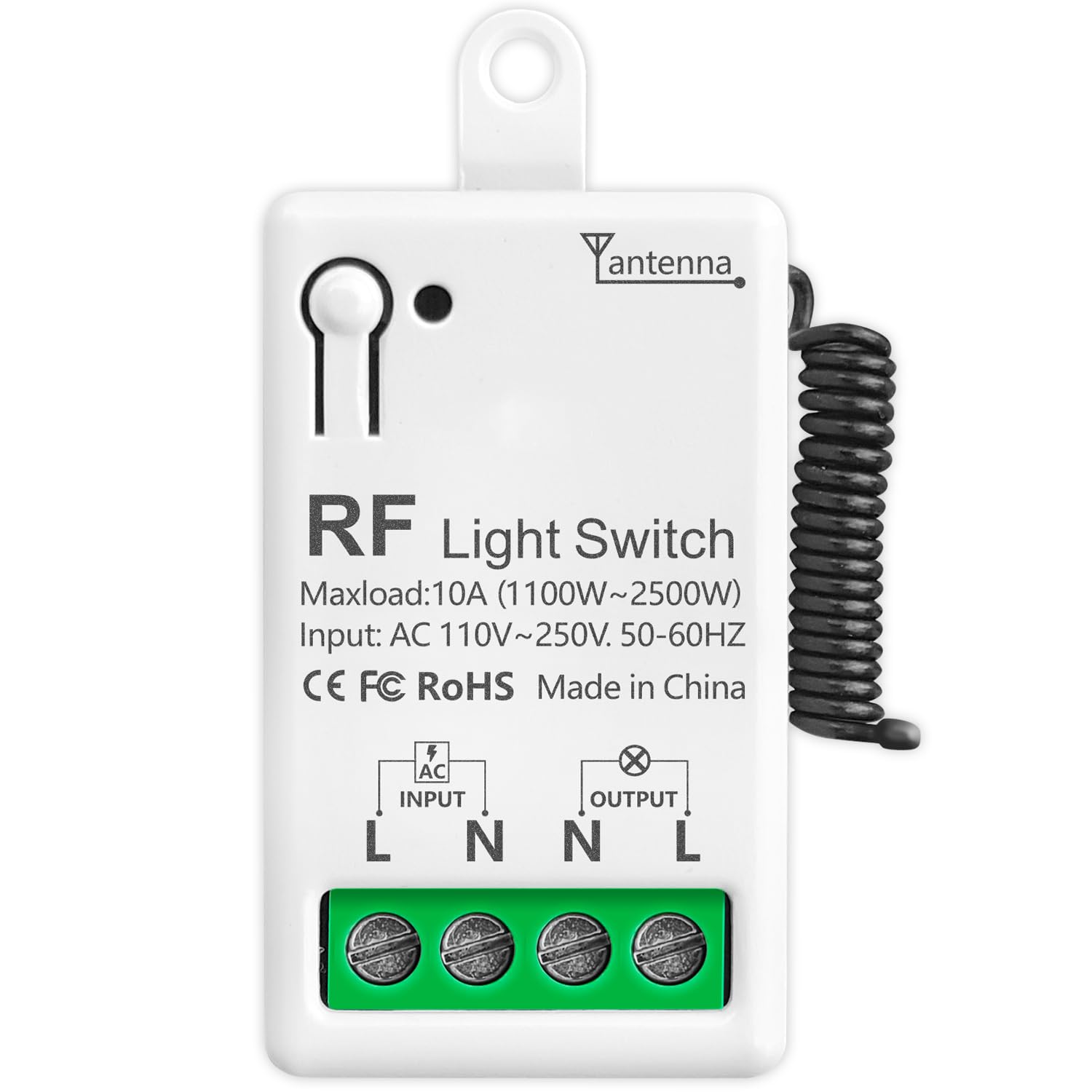 DieseRC Wireless Light Switch Kit 86 Wall Panel RF Safety Switch and 10 Amp Relay Receiver Controller AC220V 230V 240V,Long Range Reomte ON OFF for AC Appliances (1 Receiver)