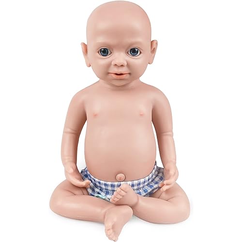 Vollence 19 inch Eye Open Full Silicone Baby Dolls, Not Vinyl Dolls, Can Take a Pacifier Silicone Dolls Full Silicone Baby - Boy