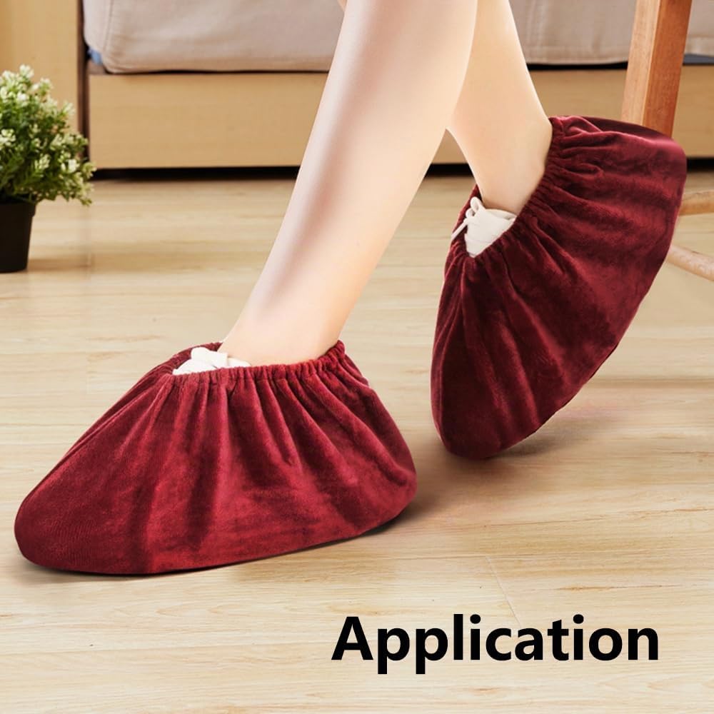 tooloflife Couvre-chaussures lavables et réutilisables, couvre-chaussures en flanelle antidérapants, anti-poussière pour bottes d'intérieur pour tailles de 36 à 44