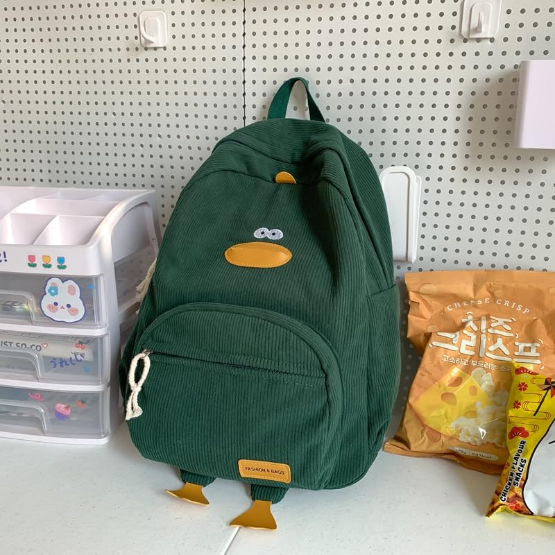 Novelty Duck Backpack Funny Animal Cartoon Corduroy Backpack Kawaii Aesthetic Laptop Backpack Preppy Stuff2