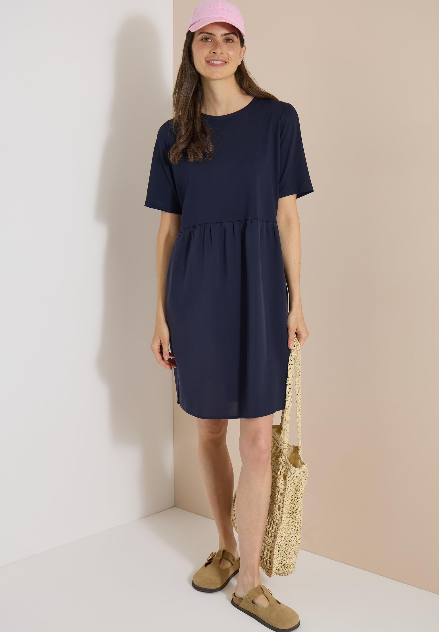 Cecil Damen 1409503 Knielanges Kleid mit Strukturmix (1er Pack)