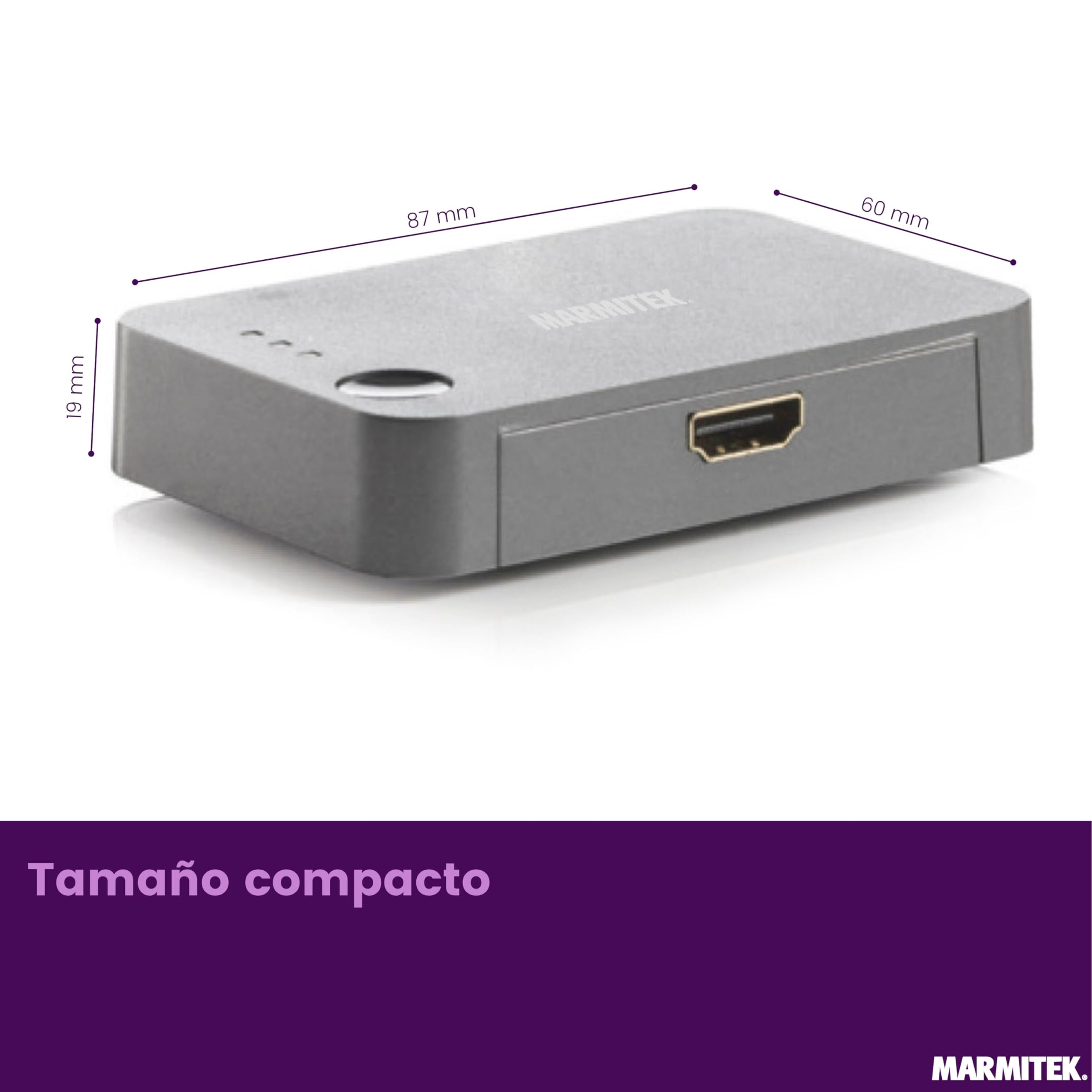 Marmitek Connect 310 UHD 2.0 - Switch HDMI 4K60 3 entradas 1 Salida UHD