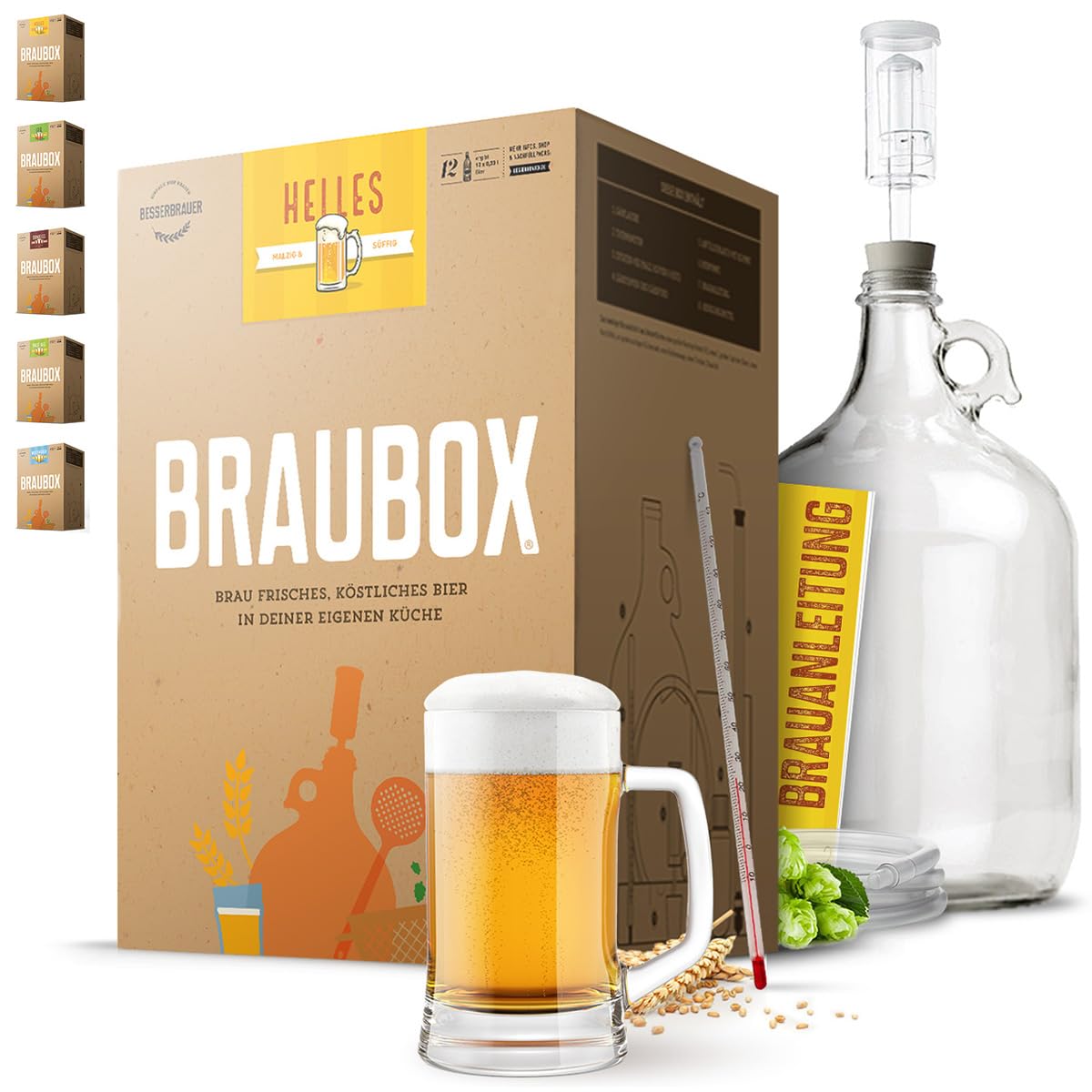 Sorte Helles | Bierbrauset für die Küche | mit 5-Liter-Gärflasche | wiederverwendbar | Erfolgsgarantie von Besserbrauer