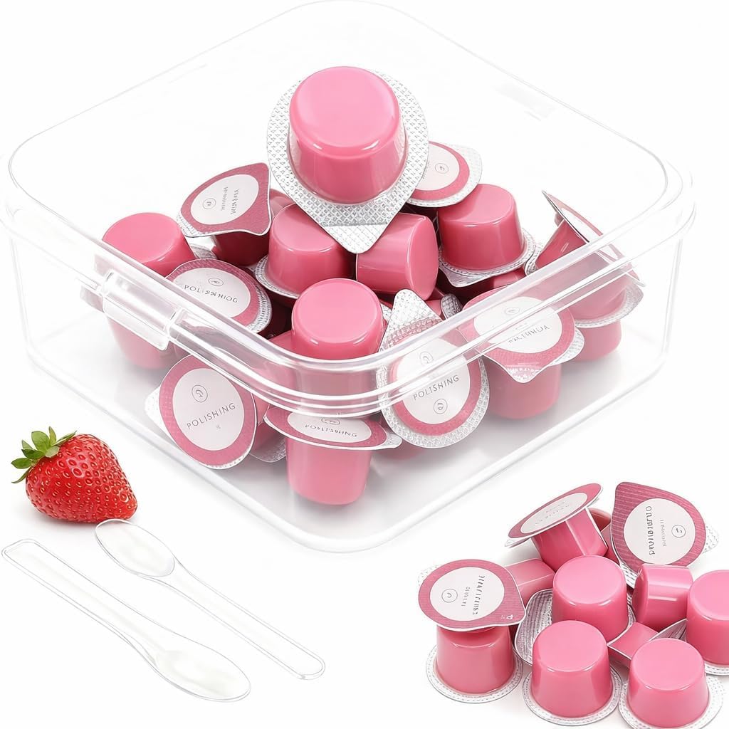 Tooth polishing Paste,Dental polishing paste 15x Fine (Pink & Strawberry Flavor), Teeth Polishpaste with 2 Spoons to Apply Paste to Brush