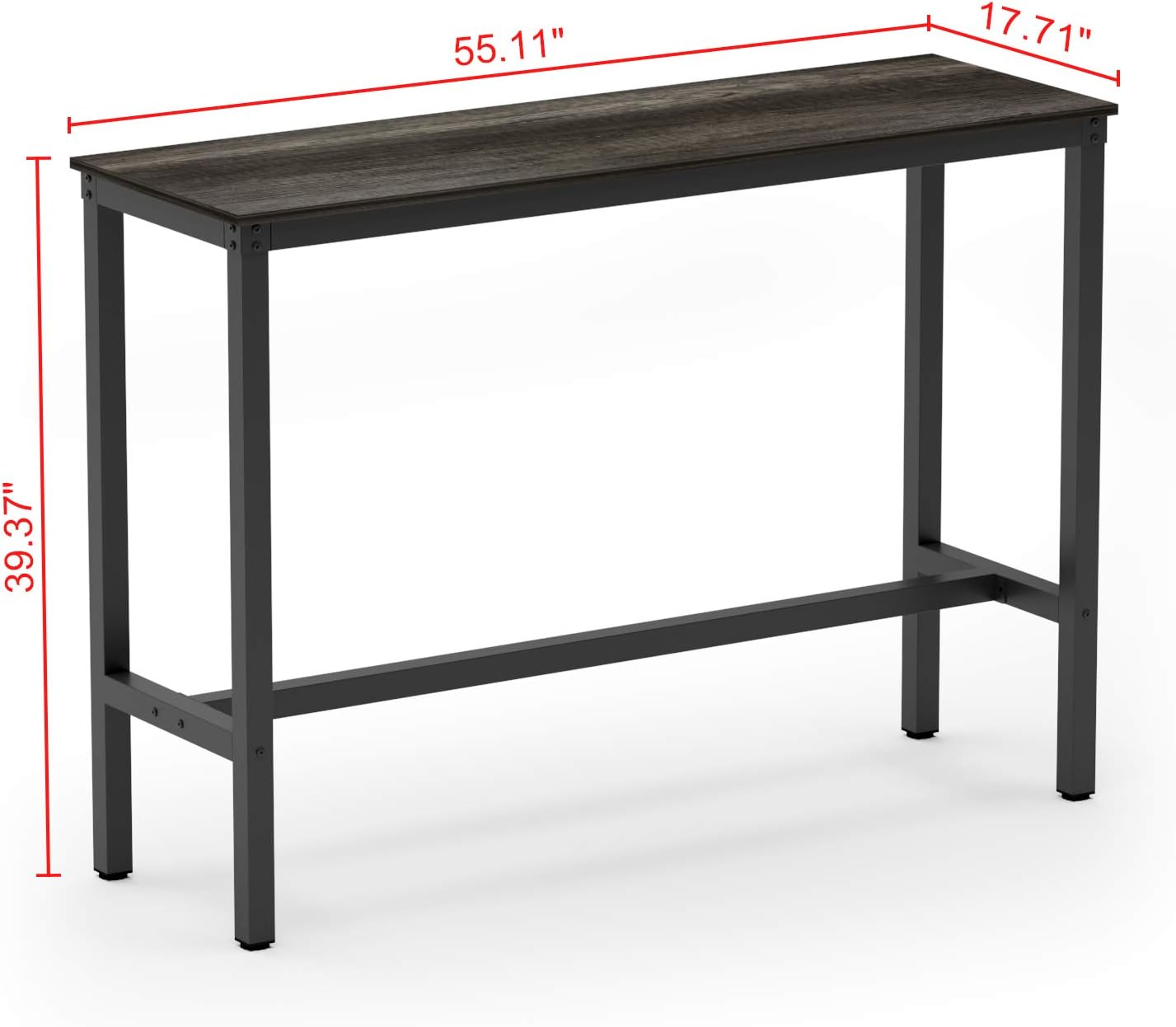 Teraves Bar Table with Solid Metal Frame,Counter Height Table Kitchen Bar Table for Dining Room,Living Room (55.11", Black Oak) : Home & Kitchen
