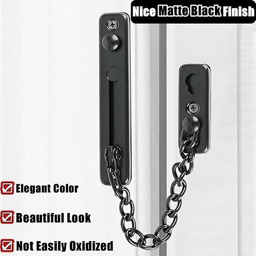 Miniatura 5 de Alise FD9000-B - Protector de puerta de cadena de acero inoxidable con cierre antirrobo color negro mate