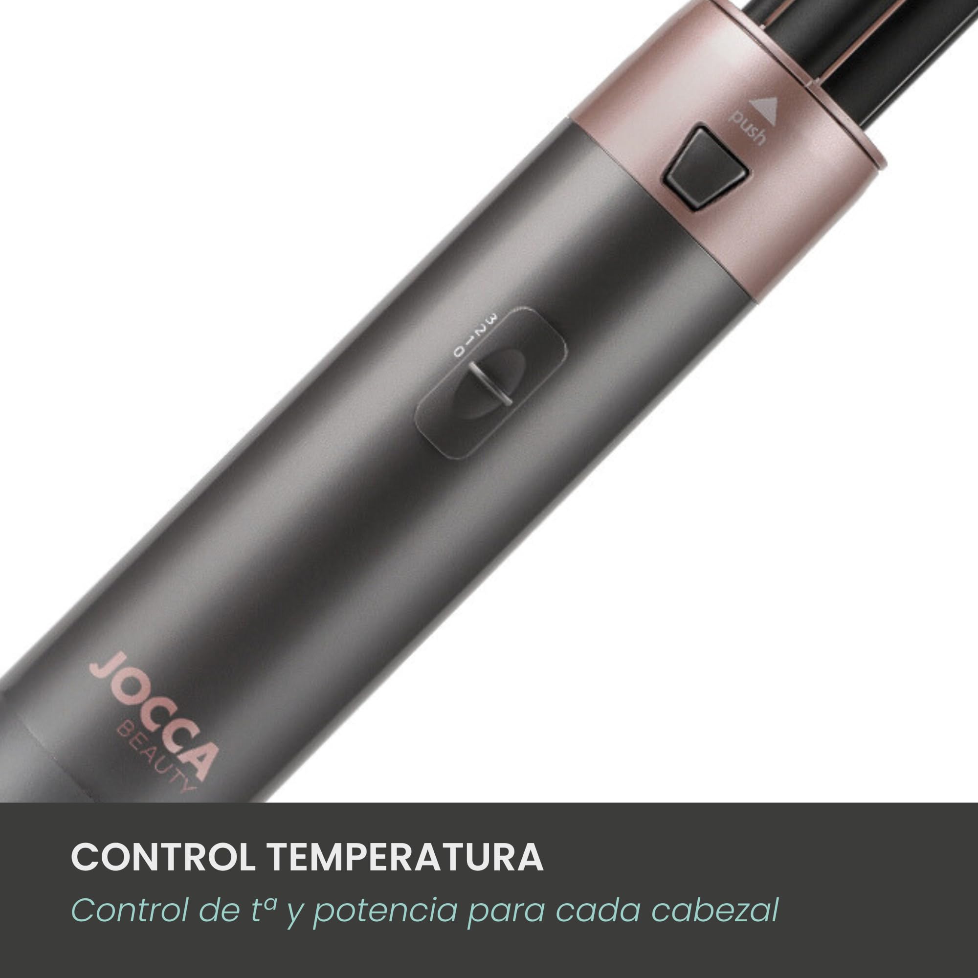 Jocca Heißluftbürste 5-in-1 | 800-1000W | Föhn, Lockenstab, Glätteisen & Volumenbürste in einem | 3 Temperaturstufen | 5 austauschbare Aufsätze | Edles Design mit Premium-Box