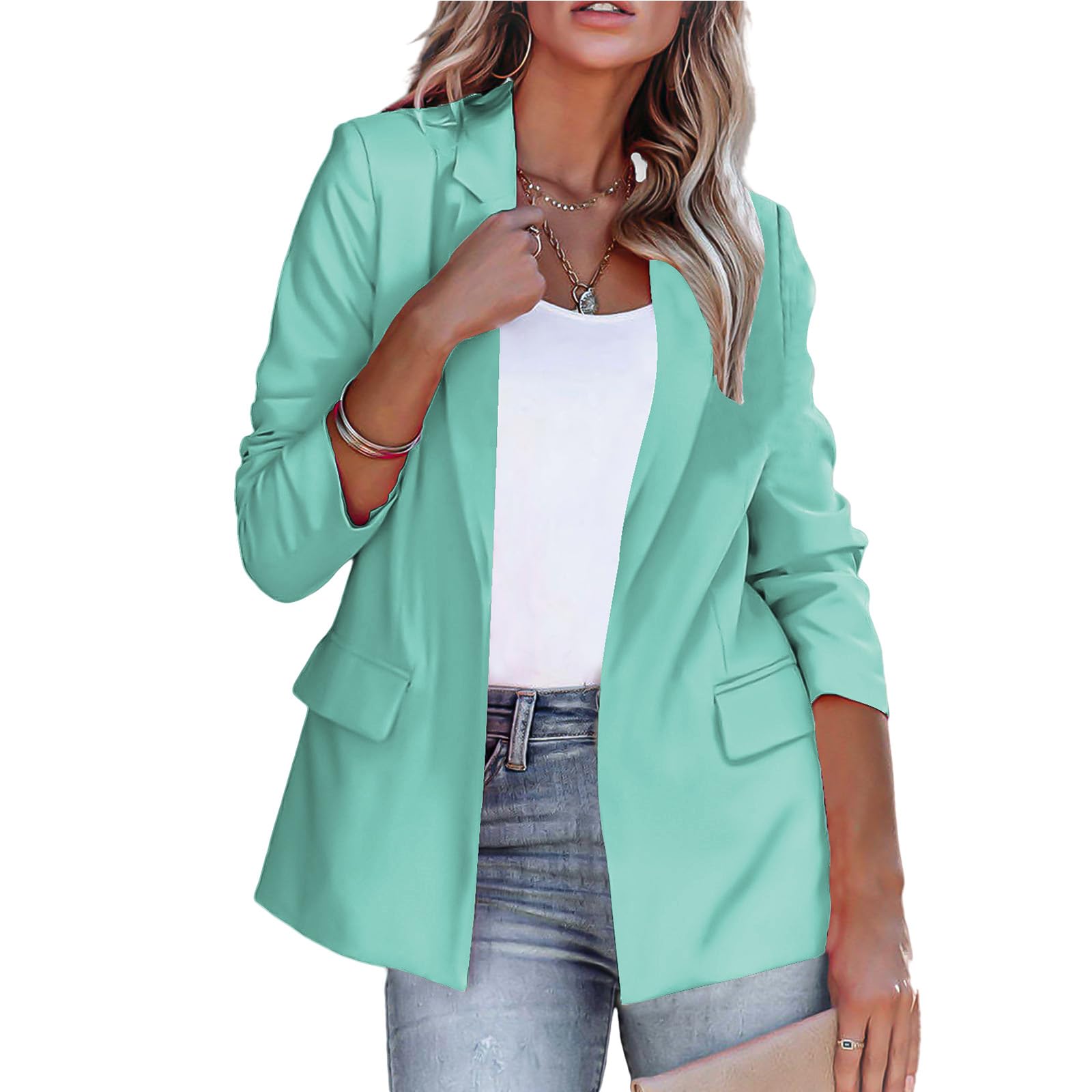 Blazers for Women Business Casual Jacket Long Sleeve Blazer Jackets Open Front Work Office Suit Cardigan with Pocket
