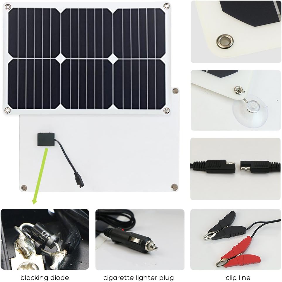 ALLPOWERS 18V 12V 18W Solar Panel Trickle Battery Maintaner Solar Car Boat Power Panel Battery Charger Maintainer for Automotic Motorcycle Tractor Boat Car Batteries