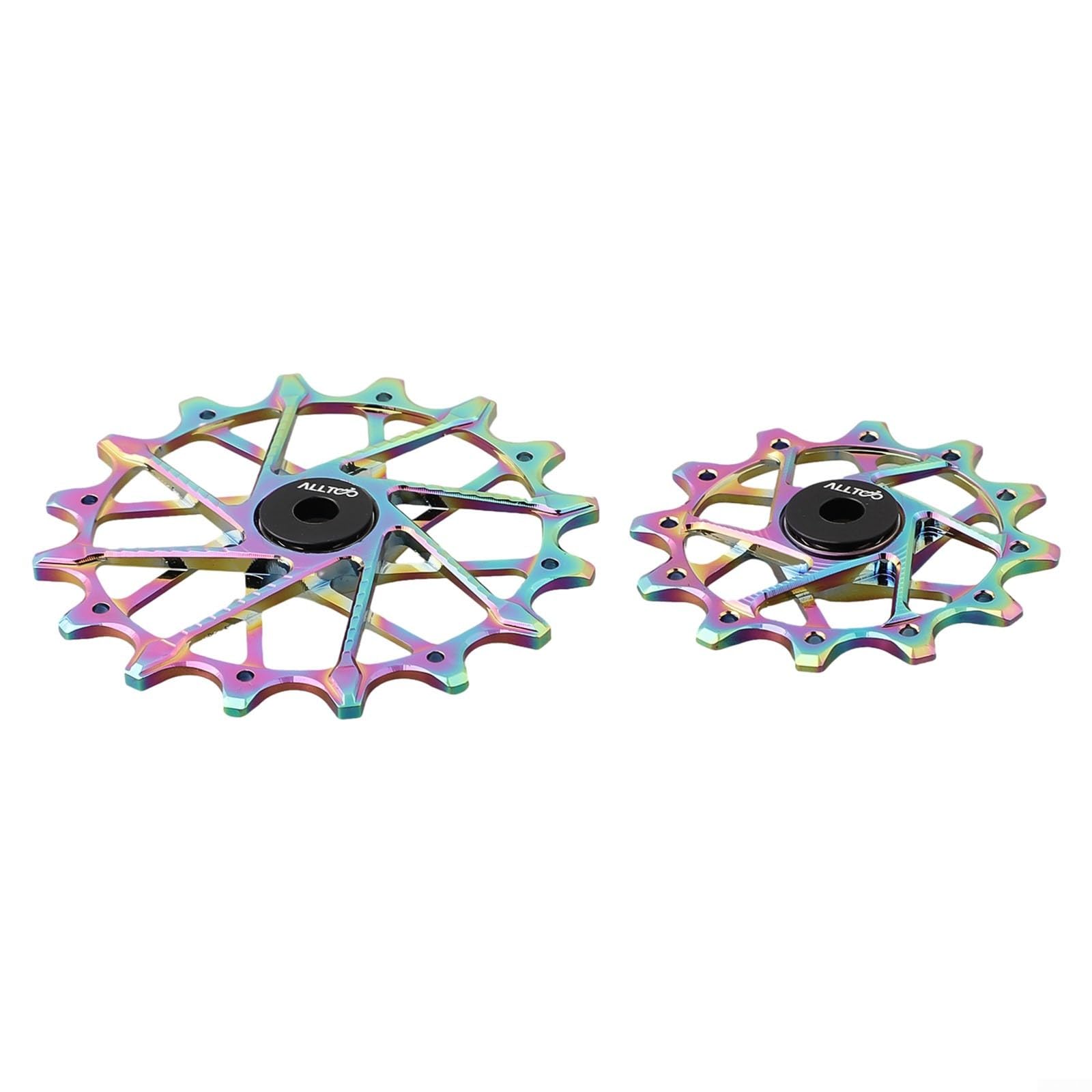 Lot de 2 poulies de dérailleur arrière de vélo, 12T + 16T, roulement à billes pour Sram, 67,4 x 7,5 mm, alliage d'aluminium, 16T est une roue étroite et large
