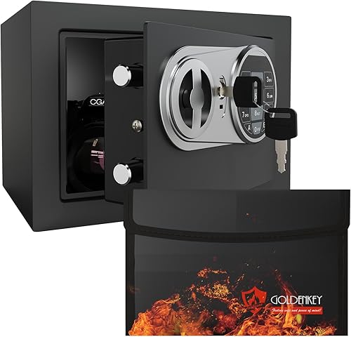 Miniatura 9 de GOLDENKEY Caja fuerte y de bloqueo teclado electrónico digital de seguridad mini cajas fuertes pequeñas con caja de seguridad negra para uso en casa