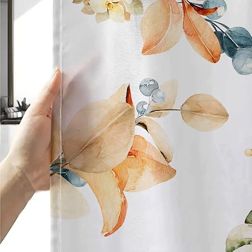 Miniatura 5 de Sanzugh Cortina de ducha de calabaza otoñal, lindas cortinas de ducha de tela floral naranja con ganchos de 72 x 72 pulgadas, decoración de baño de