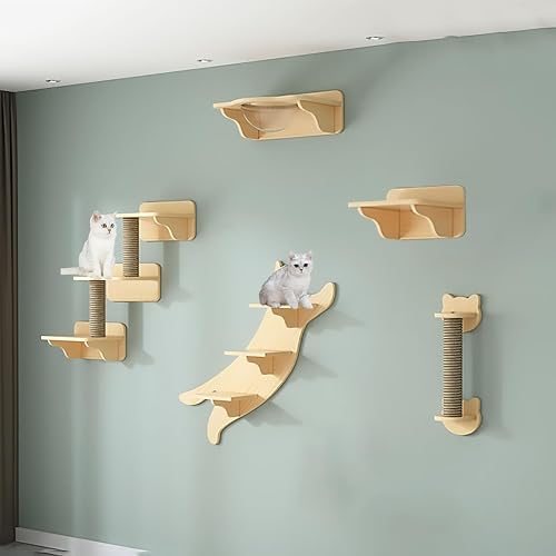 Juego de Marco de Escalada para Gatos, Estante de Pared Flotante para Gatos, Muebles para Gatos Pared