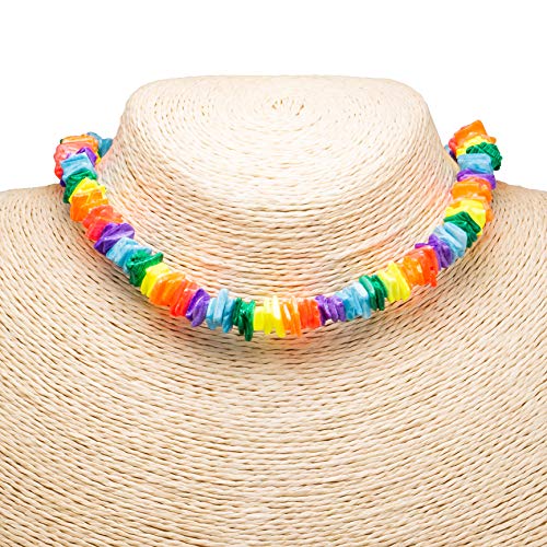 BlueRica Neon Multicolored Puka Chip Shells Choker Necklace (16")2
