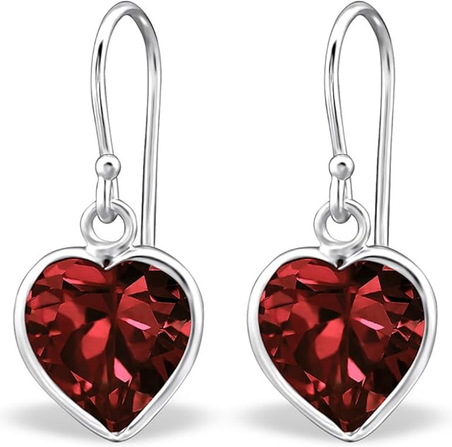 The Goldmine - Genuine 925 Sterling Silver dangly CZ Heart Hook Earrings