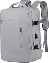 Mochila de Viagem, Mochila Feminina, Mochila Masculina, Mala de Mão10kg, Notebook, Reforçada, Grande, Resistente, Impermeável, Expansível, Escola, Trabalho, Preta,