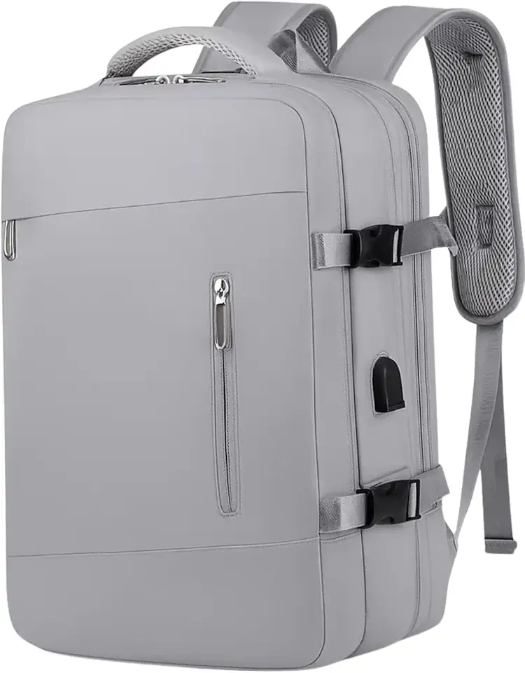 Mochila de Viagem, Mochila Feminina, Mochila Masculina, Mala de Mão10kg, Notebook, Reforçada, Grande, Resistente, Impermeável, Expansível, Escola, Trabalho, Preta,