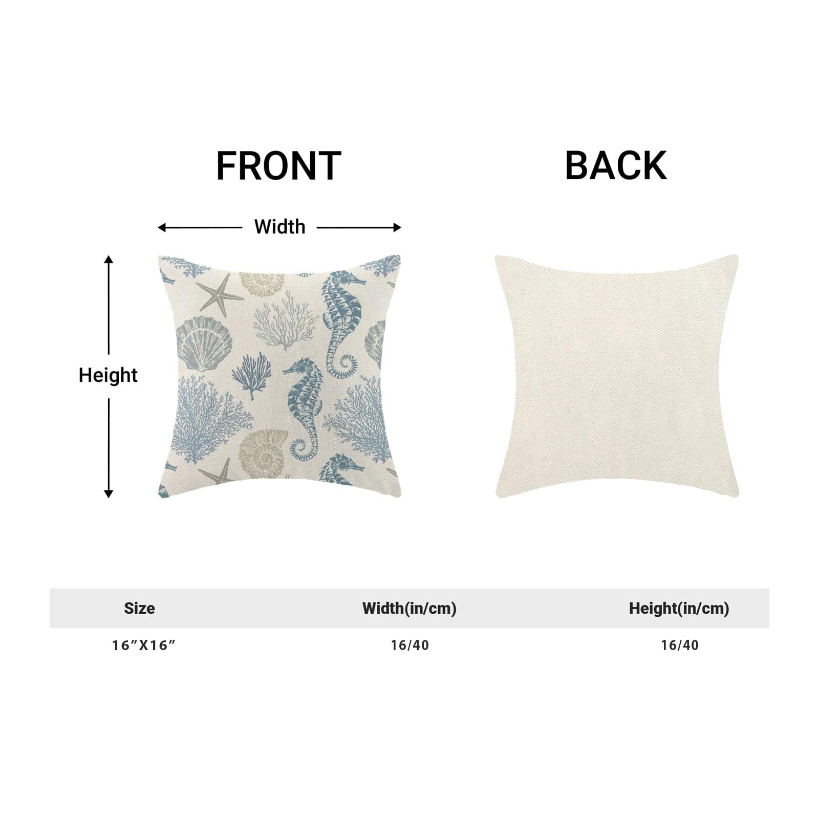 Set di 2 federe per cuscino in corallo costiero 40 x 40 cm, per divano, camera da letto, soggiorno, decorazione per la casa