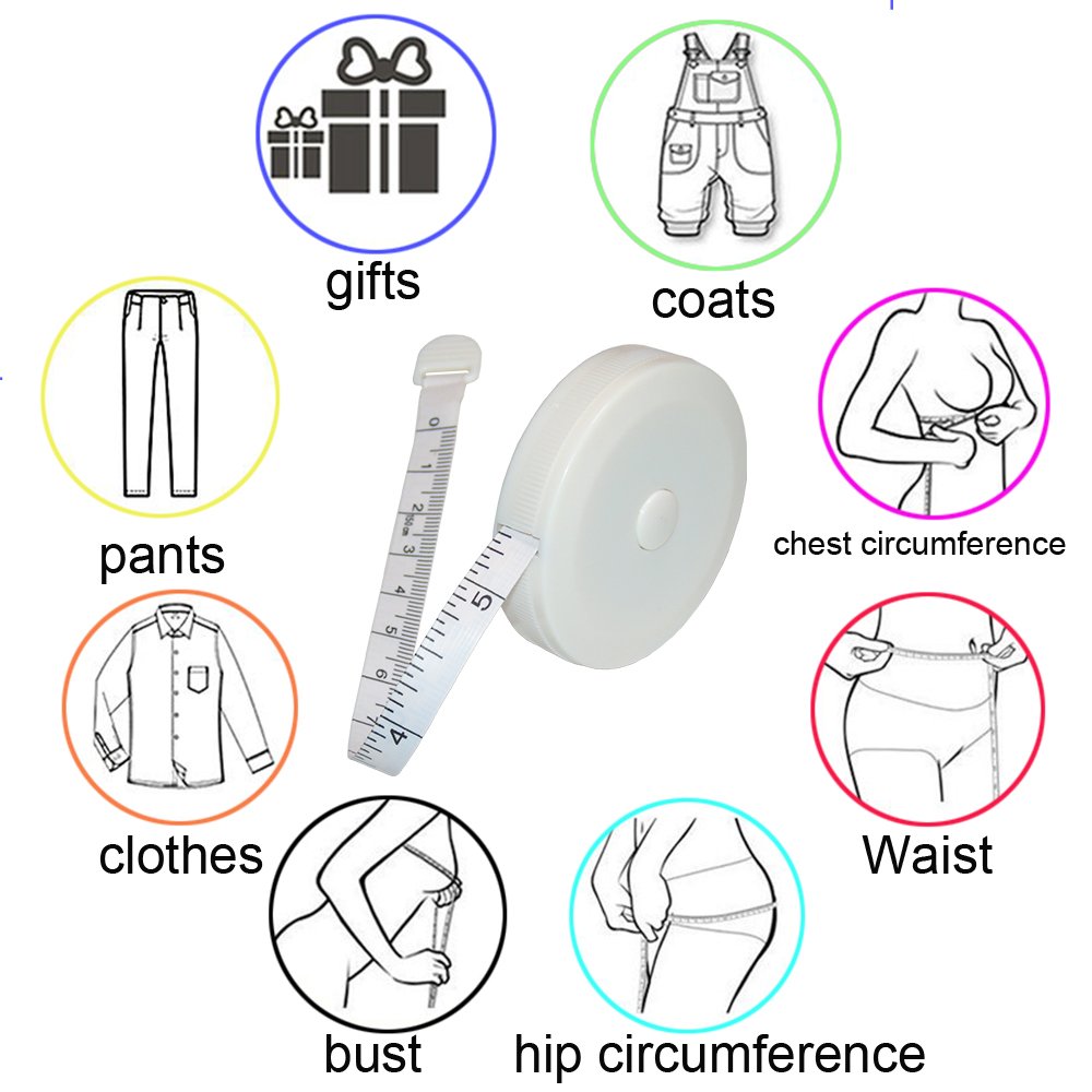 60-Inch/150cm Soft and Retractable Measure Tape Sewing Tape for Tailor Sewing Body Tape Measure (5 Pack White)
