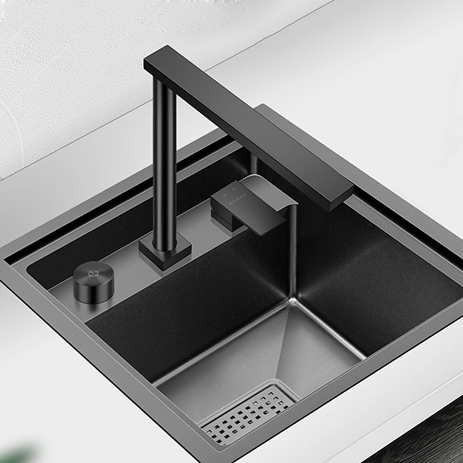 ZYCHSJXA Folding Caravan Tap Black Mixer Taps for Kitchen Sink Single Lever Faucet Window Installation