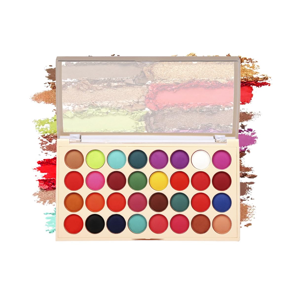HALF N HALF 32 Colors Metal Crush Eyeshadows Highly Pigmented Smokey Eyeshadow Long Lasting Multi Reflective Shimmer Matte Satin Metallic Glitter Nudes Pressed Pearls Eye Shadow Makeup Palette, MultiColors-02 (36gm)-image-19