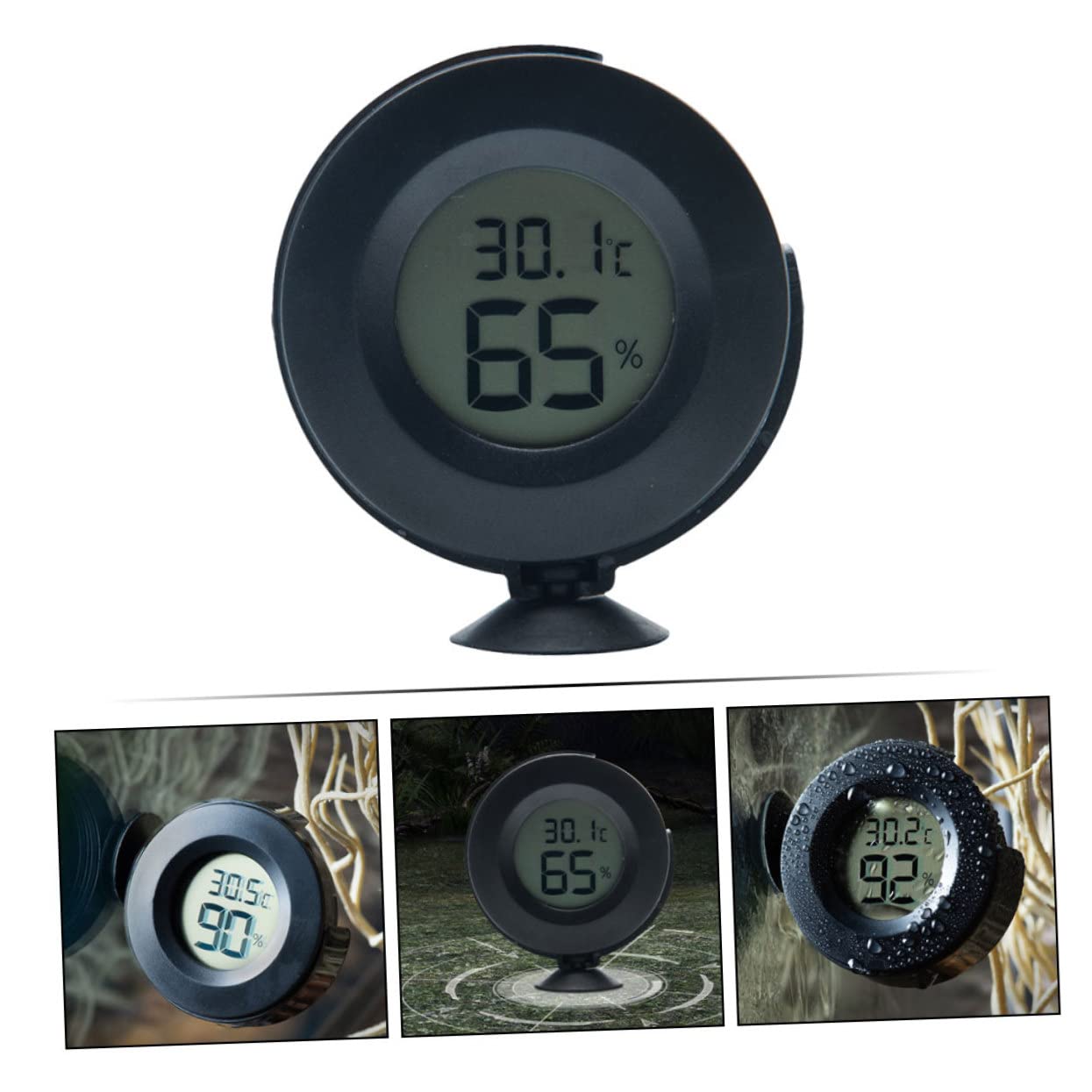 YARNOW 3pezzi Termometro e Igrometro Digitale per Rettili Monitor LCD con Sensore Integrato per Controllo Temperatura e umidità Rotazione Adatto Serbatoi e Terrari