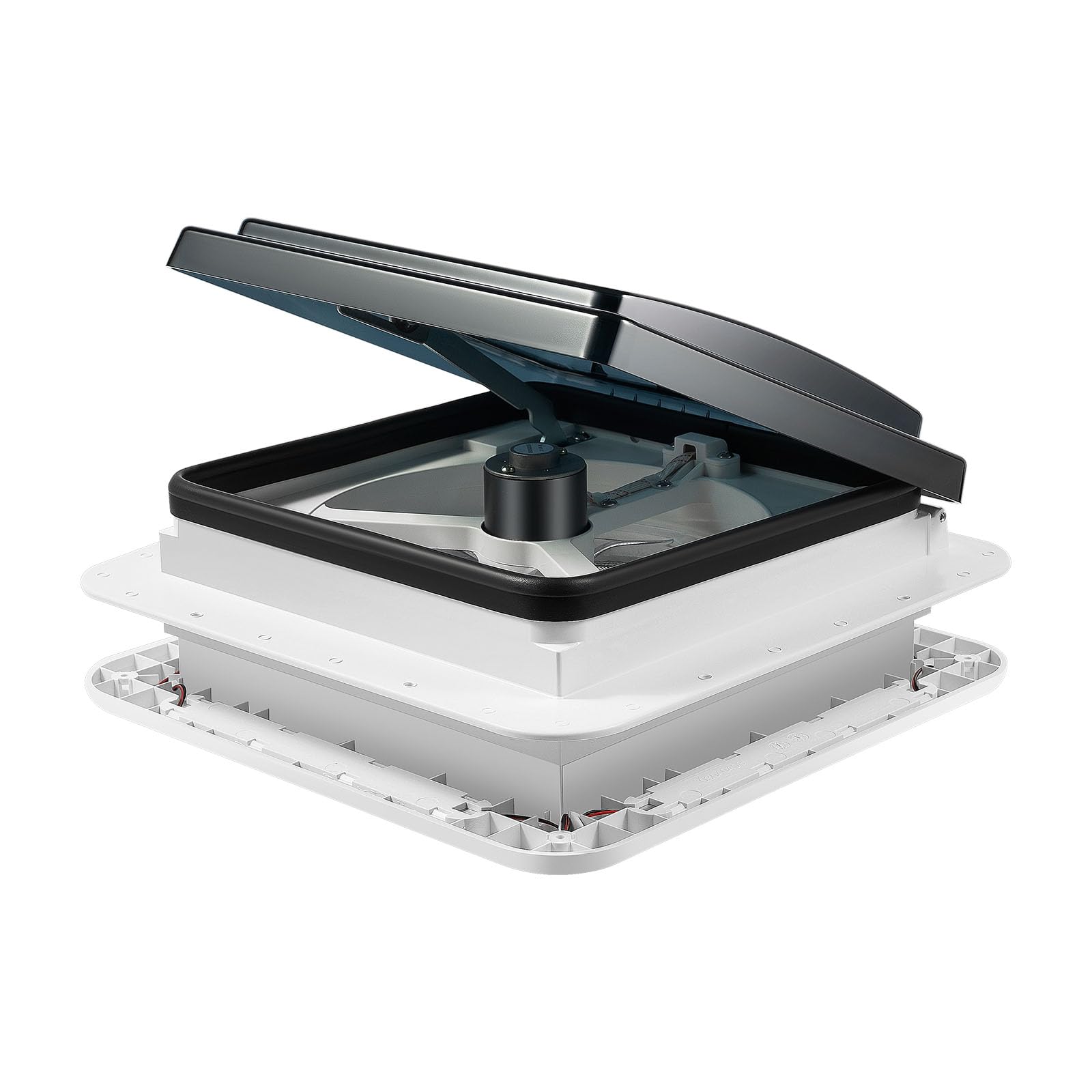 Ventilador para vehículos recreativos, ventilación para autocaravanas, ventilador de techo, LED integrado, resistente al agua IP68, 12V, 10 aspas reversibles, iluminación interior, protección contra