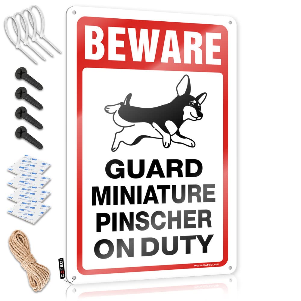 Fzfn Colour Signs Small Farmhouse Front Porch Decor Decor Beware! Guard Miniature Pinscher On Duty - Vintage Wall Decor For Restaurant(30X40cm)