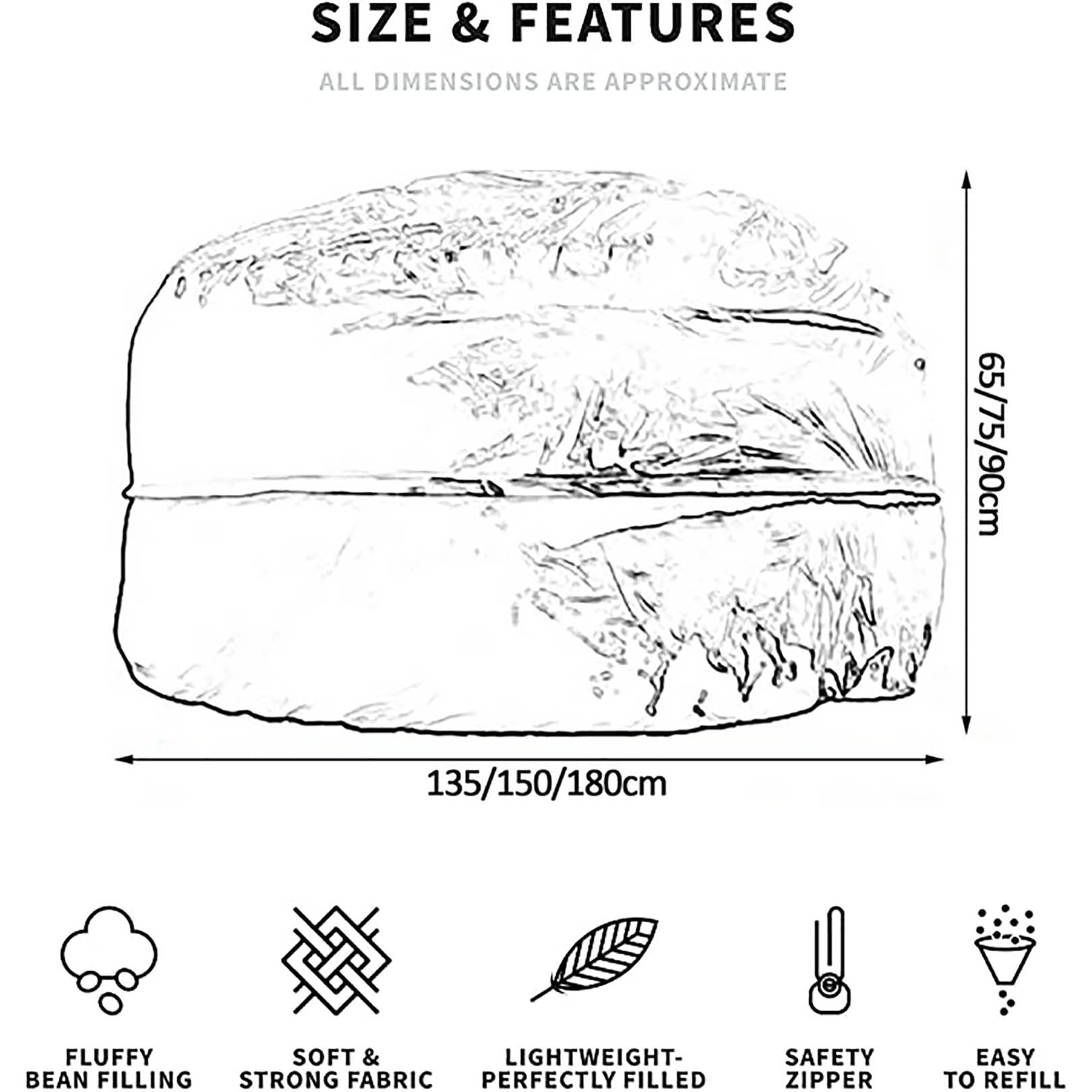 Sedia a Sacco Gigante (Solo Copertura) per Lettino di Grandi Dimensioni per Adulti Mobili per Divano Letto Pigri, mobili per la Decorazione della Camera per l'organizzazione di Giocattoli di Peluche