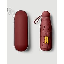 Ombrello da viaggio compatto – 19,1 cm piegato, leggero, tascabile con custodia