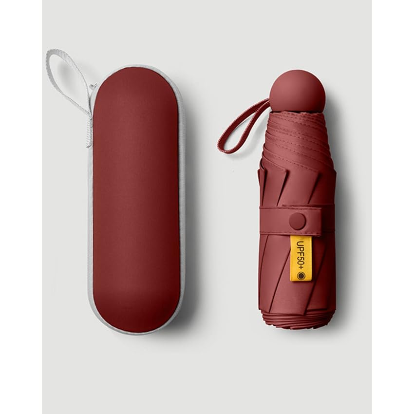 Ombrello da viaggio compatto – 19,1 cm piegato, leggero, tascabile con custodia
