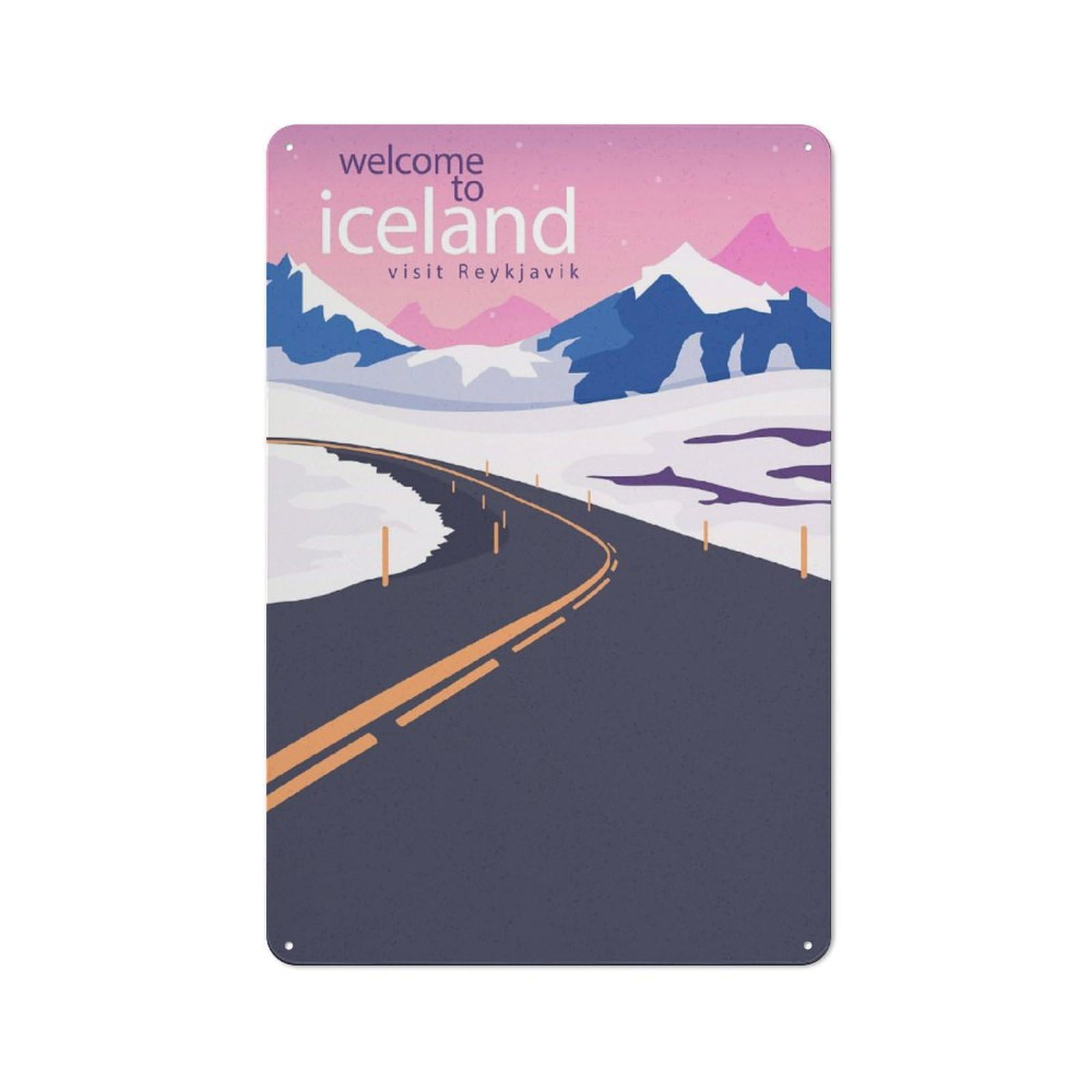 Kitchen Metal Sign with Iceland Design 30x20cm, Cosy Kitchen Wall Decor for Bakery, Diner, Cafe Or Family Room