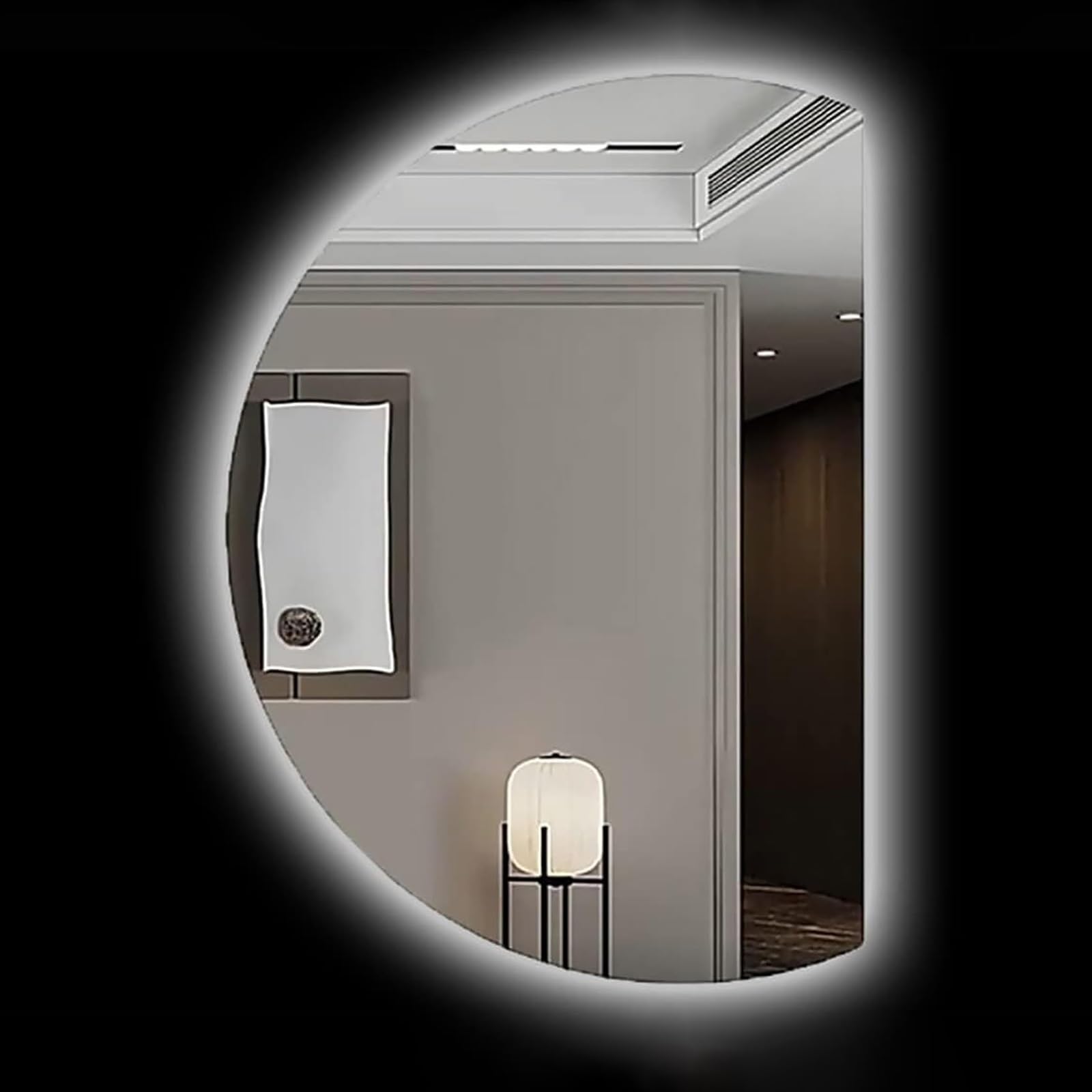SXFSDOU Anti-Fog Bathroom Mirror for Vanity 39x28, Backlit LED 3 Colors Light Half Moon Wall Entryway Full Length 51x35 Home Decor(Right Cut,90x60cm/35x24)