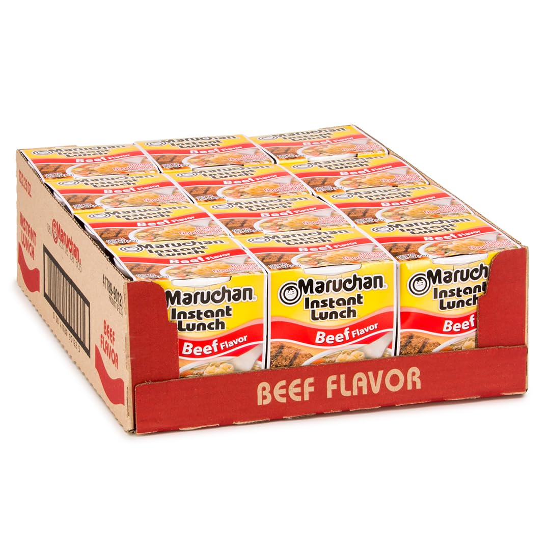 Maruchan Instant Lunch Beef, Ramen Noodle Soup, Microwaveable Meal, 2.25 Oz, 12 Count