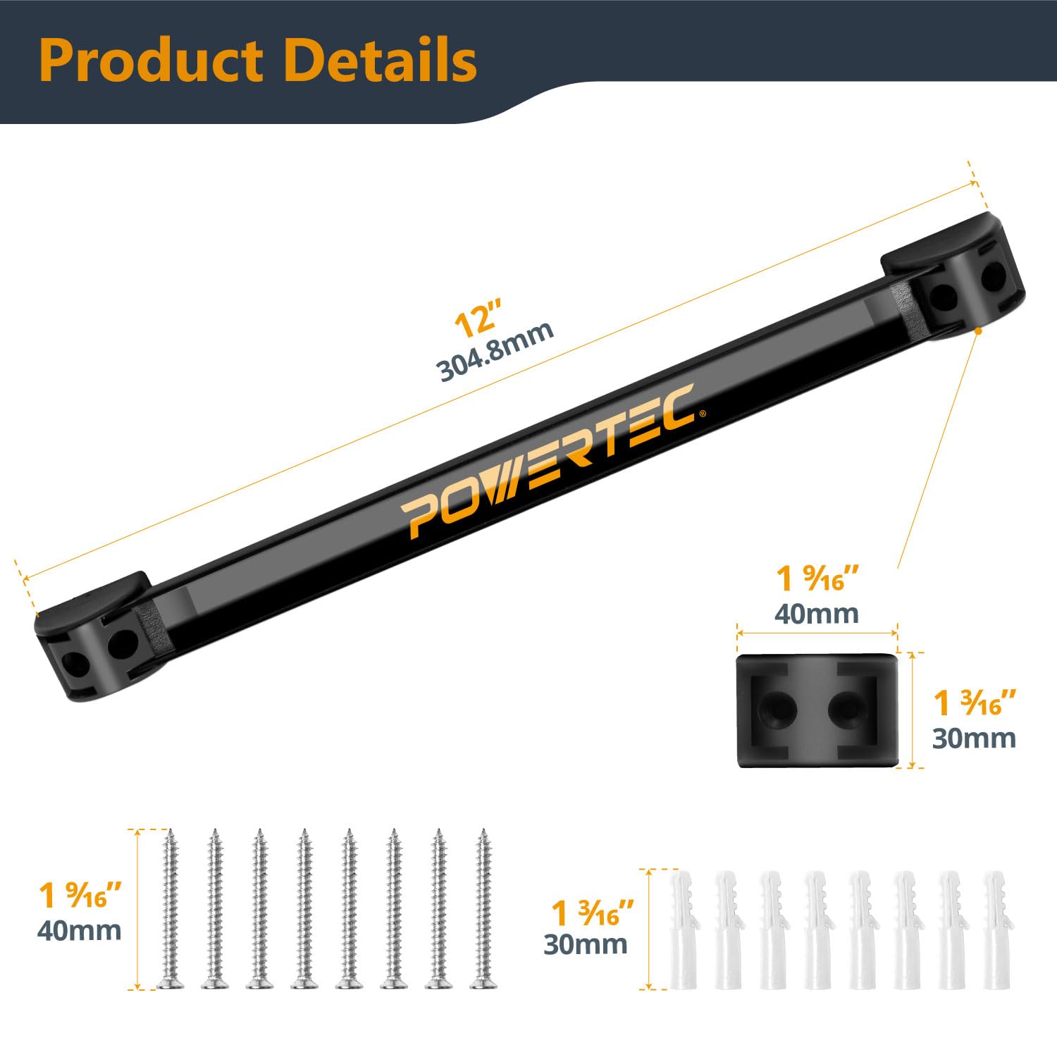 POWERTEC Magnetic Tool Holder Strip 12" 4PK, Metal Magnet Tool Bar Organizers for Garage, Workshop & Kitchen w/Mounting Screws, Space Saving Shop Organization Accessories (71965) — Amazon image 5