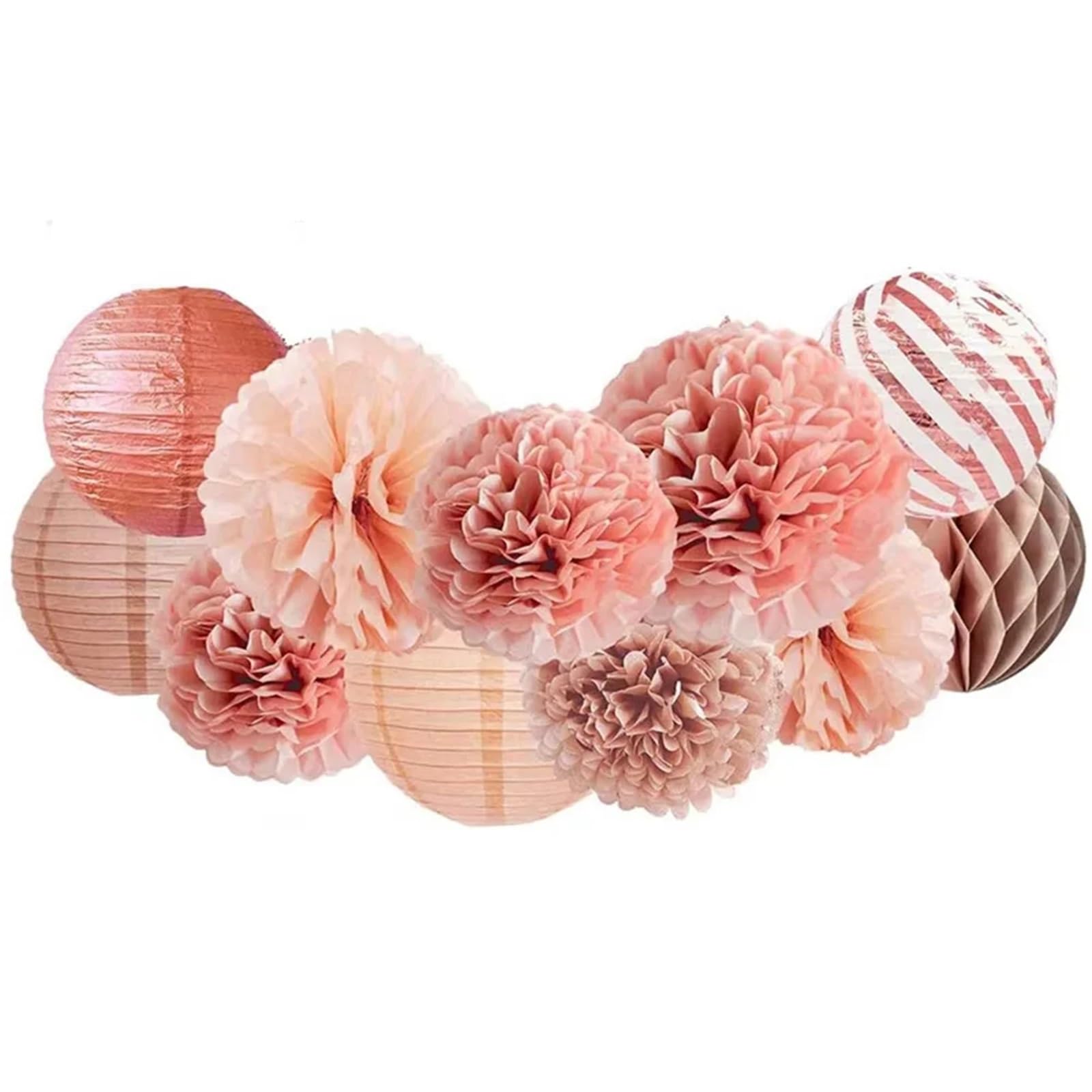 Pompones Decoracion 11 linternas de bolas panal