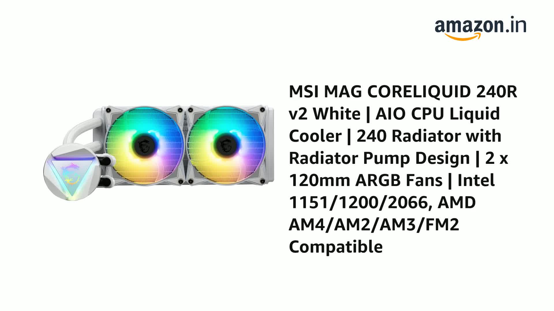 MSI MAG CORELIQUID 240R v2 White | AIO CPU Liquid Cooler