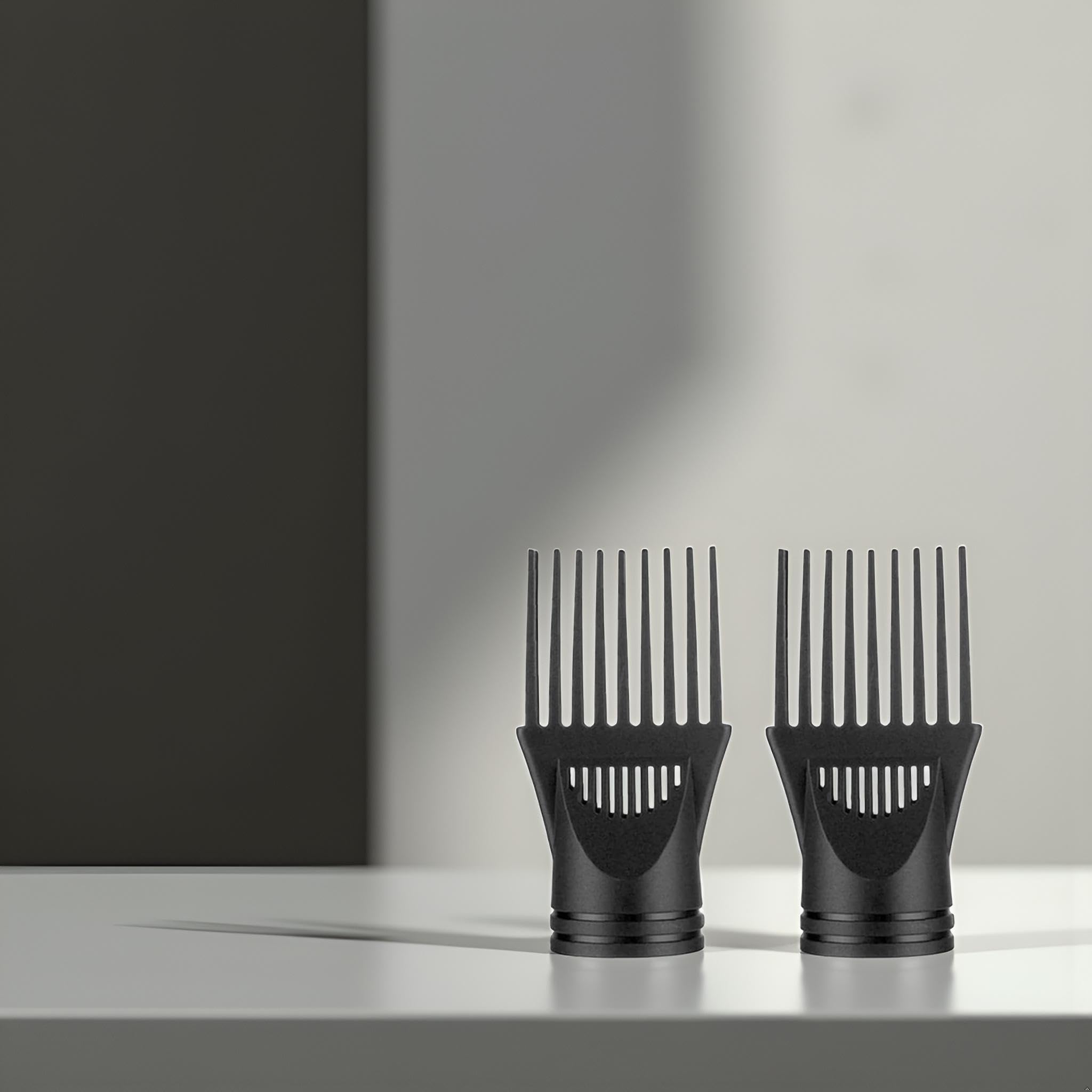 Difusor de secador de pelo negro, 2 unidades, profesional, universal, para peluquería, cubierta de viento, boquilla de fijación de peine, alisado negro, secadores de pelo y accesorios, difusores de 6