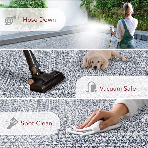 Image of nuLOOM Wynn Navy Solid Braided Indoor /Outdoor Area Rug, 6' x 9'