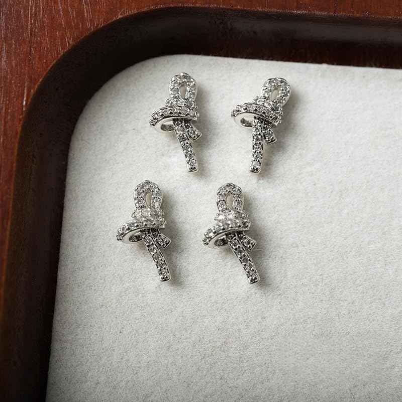 Luxury Bow Nail Art Set 3PCS 7x13.5mm Zircon Rhinestone Nail Charms Cute Elegant Nail Decorations Kit