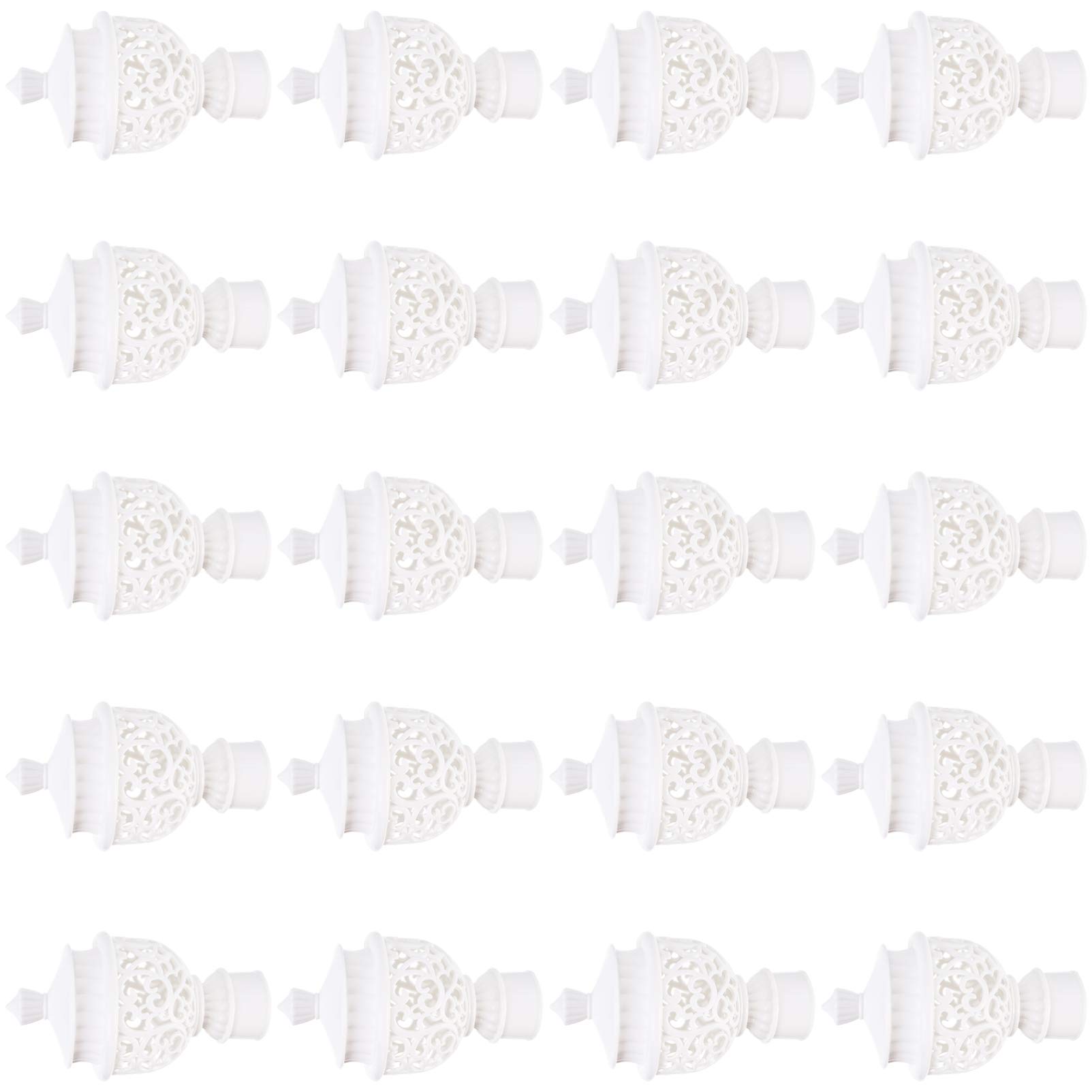 DOITOOL 20pcs White Curtain Rod Ends Curtain Rod Ball Hooks for Home Decor Easy Install
