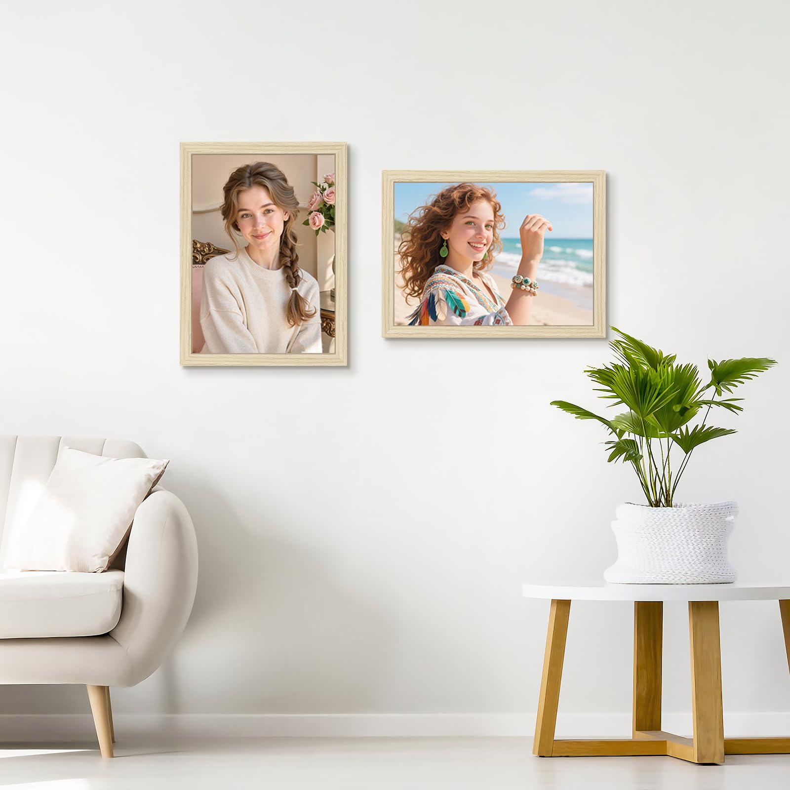 Lot de 5 Cadre Photo 30x40cm Naturel, Cadre Bois pour Poster