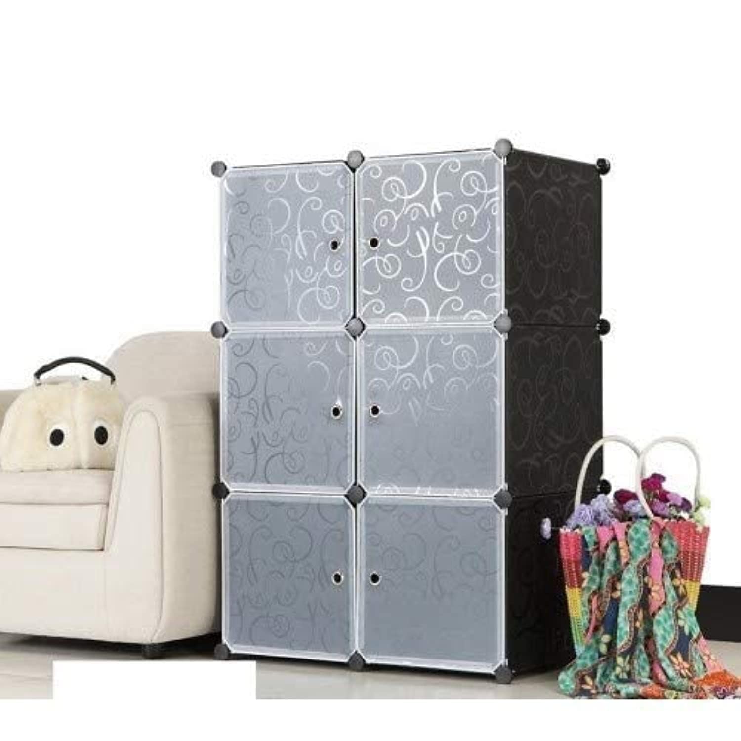 Wardrobe Cupboard closet Cabinet 6 Doors Storage Organizer Rack Shelf for Clothes living room Bedroom Portable