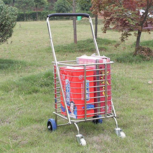 HYY-YY Einkaufstrolley, flach, zusammenklappbar, mit 360° drehbaren Schwenkrädern, robust, leicht, extra groß, leicht – Bild 5